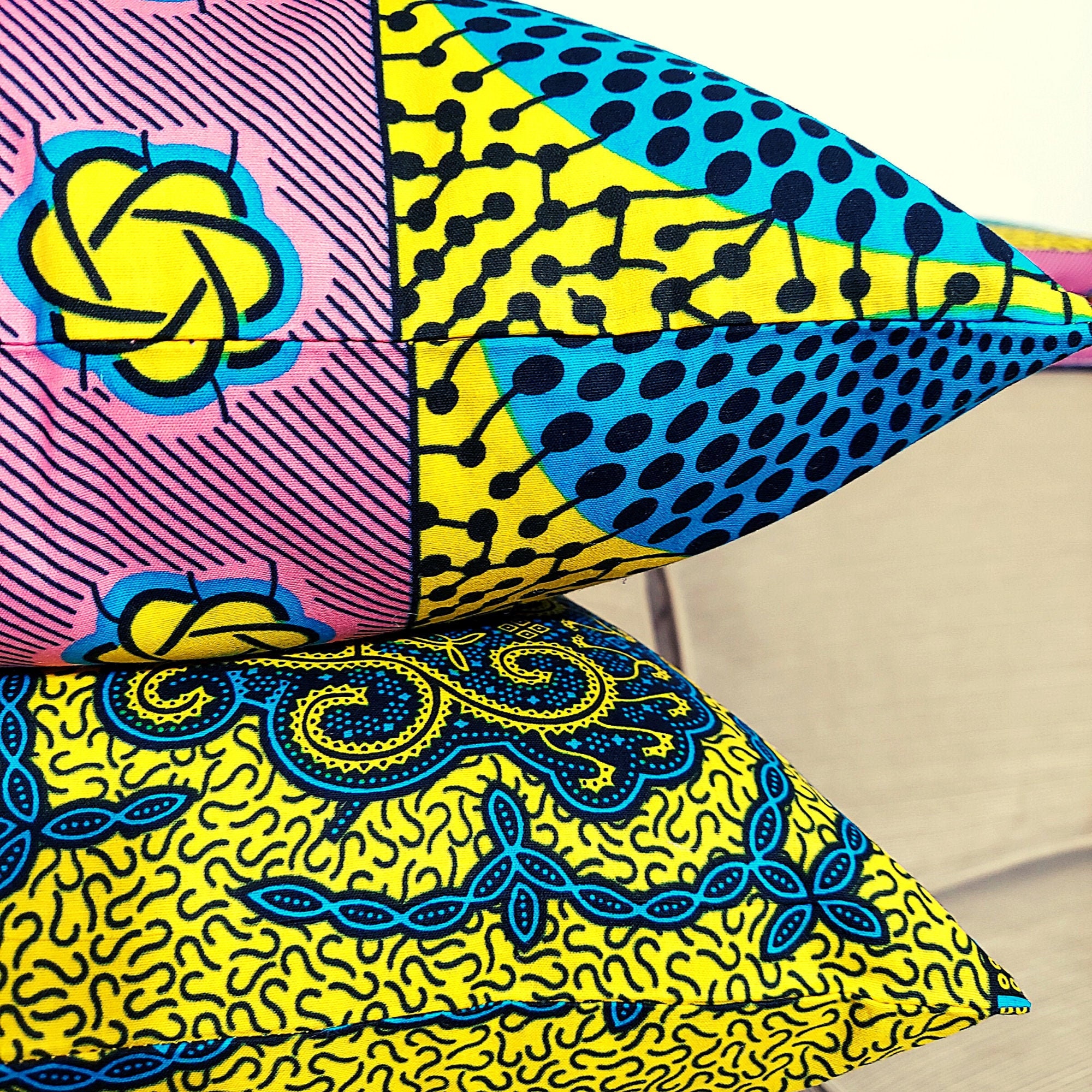 Teal Ankara Pillow Cover and Blanket Set / Vibrant - Etsy