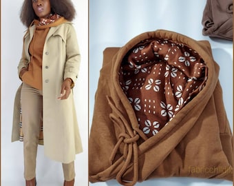 Satin Lined Hoodies / Brown Silk Satin Lined Hoodie / Gentle Natural Hair Hoodie / Selfcare Gift for Women / Mother's Day Gift Lined Hoodie
