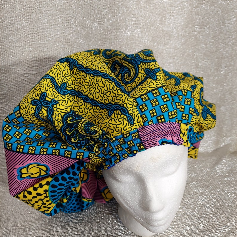 Braided Hair XXL Satin Bonnet / Ankara Satin Bonnet XL / Satin Lined Sleeping Cap For Curly Hair, Braids or Dreadlocks / Large Sleeping Cap image 3