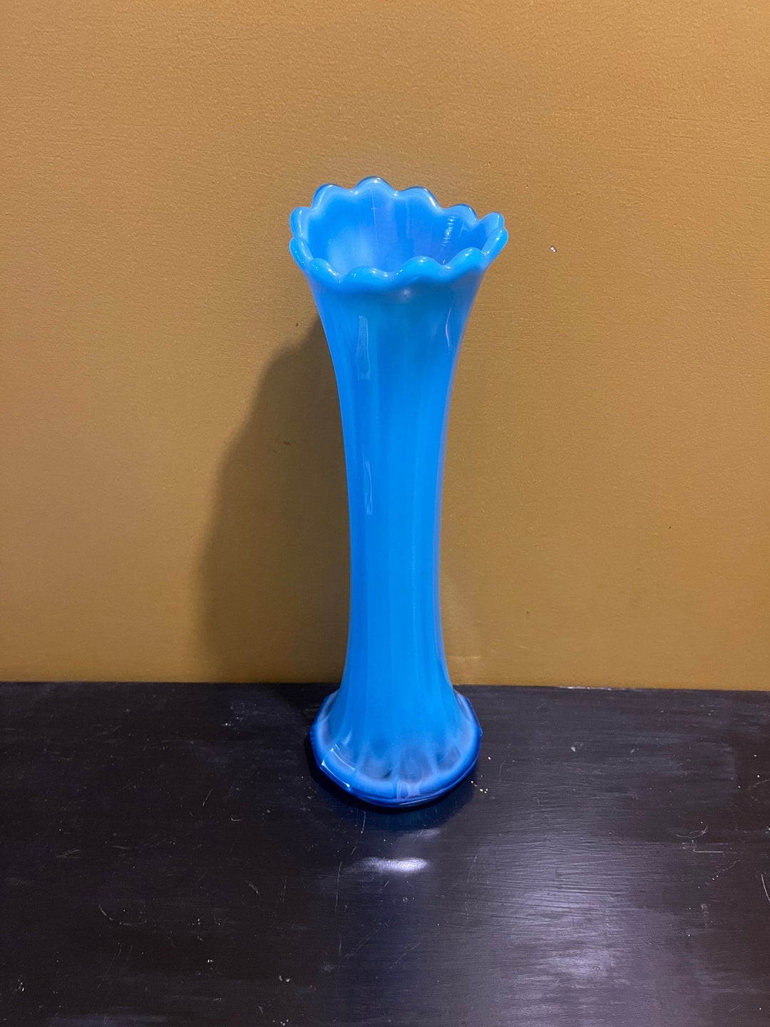 Fostoria Heirloom Opalescent Blue Swung Vase Etsy