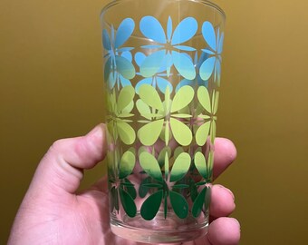 Vintage 1950’s Mid Century Modern Federal glass Green And Blue Tumbler