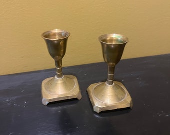 Set of 2 vintage brass candle sticks