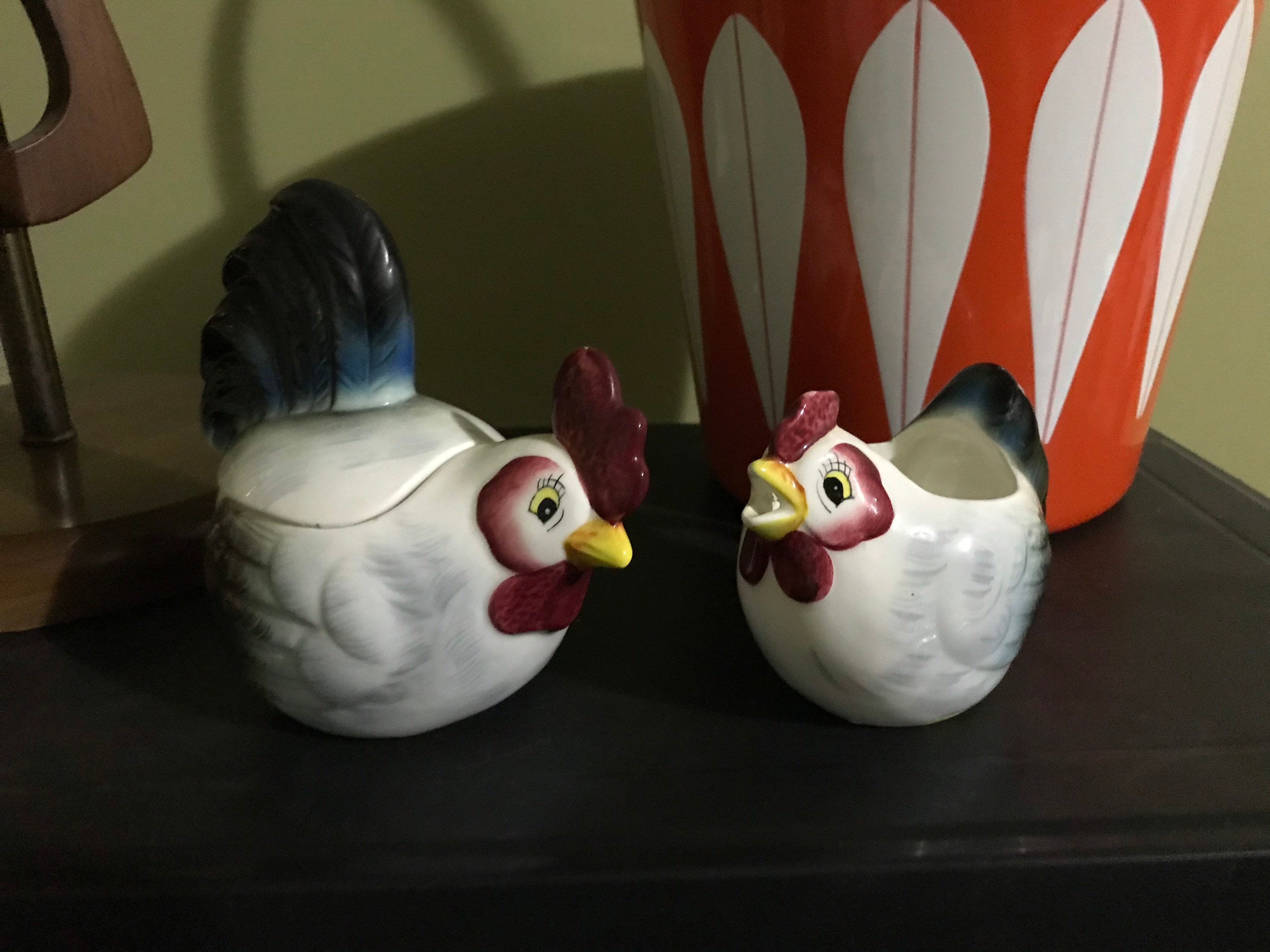 SUPER RARE PY Rooster Sugar and Creamer Set Anthropomorphic Etsy New