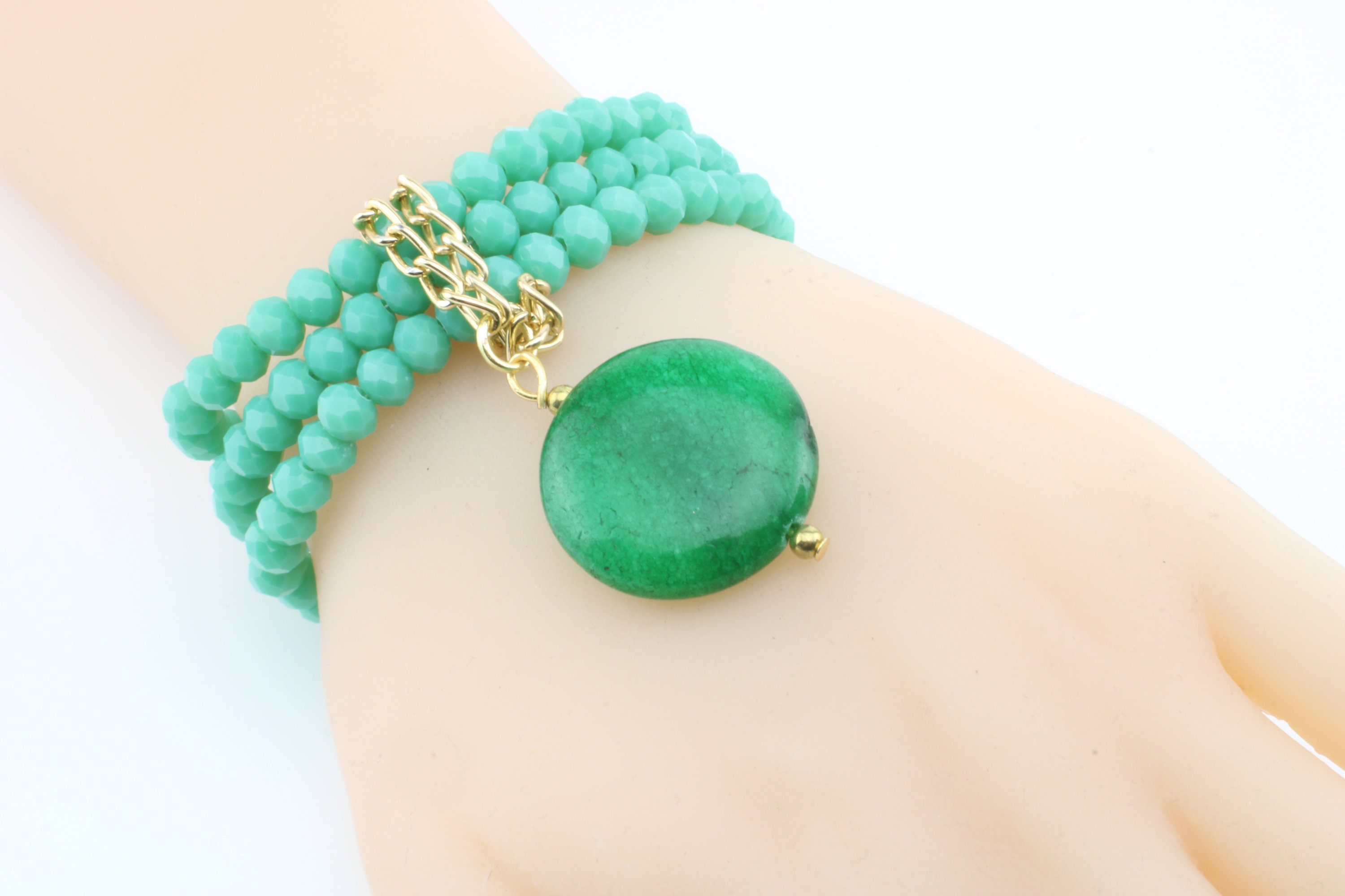 Women's Light Green Bead Bracelet Layered Multi Layer Etsy UK