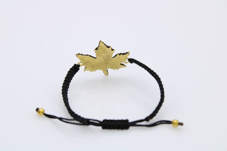 Sparkly Beaded Leaf ,Thread Bracelet, Threaded Bracelet, Simple Macrame Bracelet, Black wax Cord Bracelet, Friendship Gift image 4