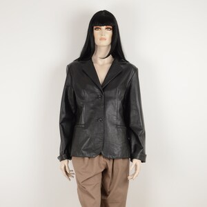 Vintage 90s JULIA S. ROMA Black Real Leather Jacket - Button Vintage 90s JULIA S. ROMA Black Real Leather Jacket - Button