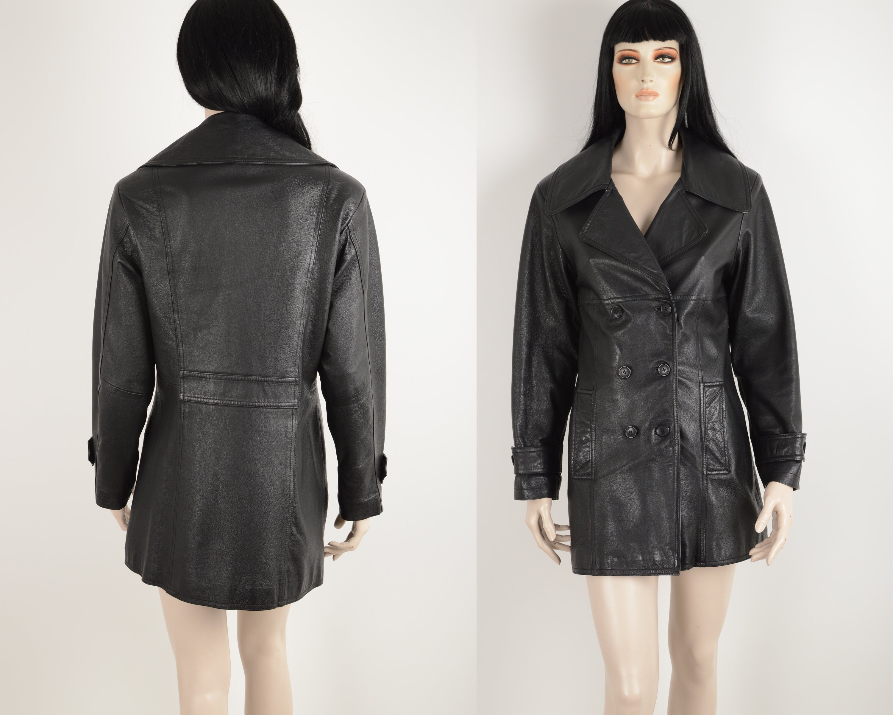 Vintage 90s TRAPEZ Black Real Leather Coat Leather Trench Coat Double Breasted Coat Big Collar Leather Jacket Size Small 36 - Etsy Canada Vintage 90s TRAPEZ Black Real Leather Coat Leather Trench Coat Double Breasted Coat Big Collar Leather Jacket Size Small 36 - Etsy Canada