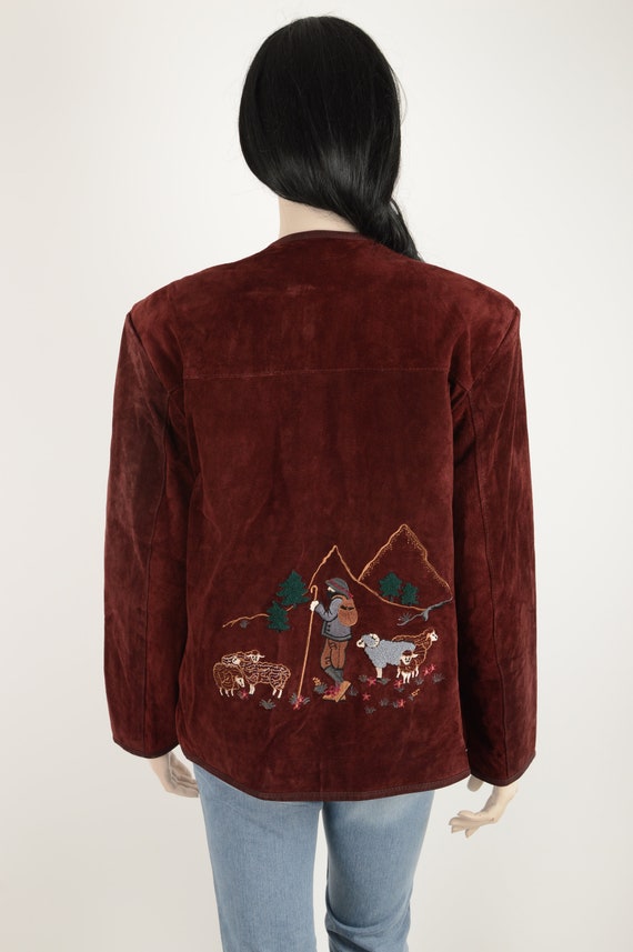 Vintage 90s LS Sound burgundy suede jacket - Sing… - image 7