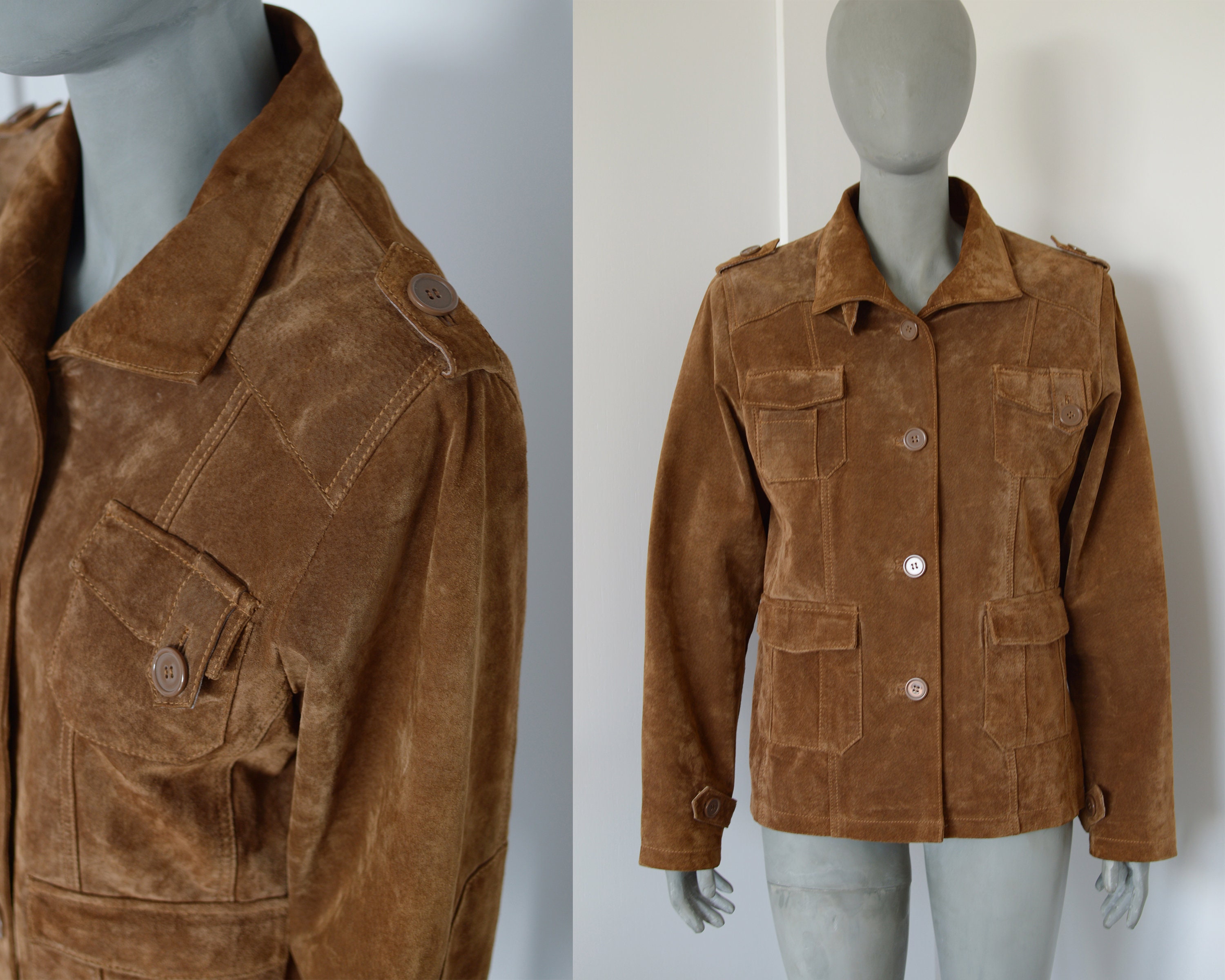 Vinatge MONTEGO real suede leather jacket Tan leather jacket | Etsy