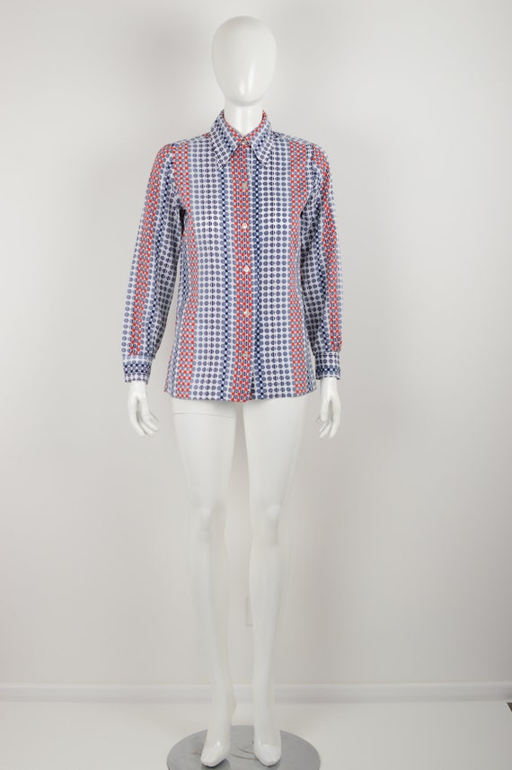 Vintage 70s multicolored with dots shirt - White … - image 1