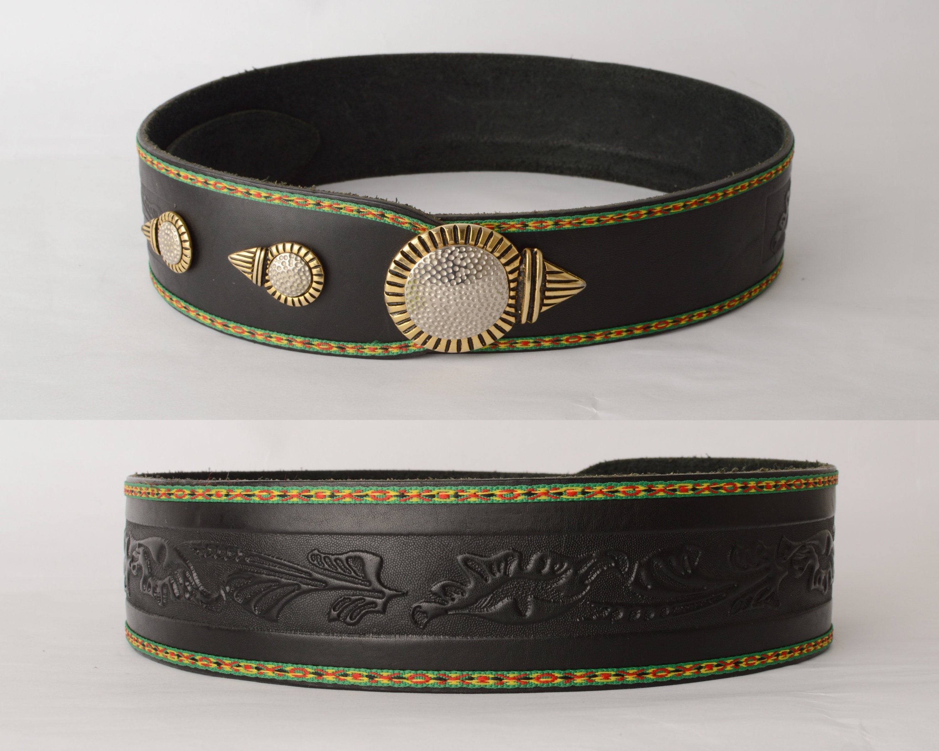 Leather Belt With Circle Silver - Etsy 