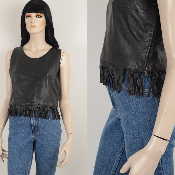 Vintage Fringe Black Blouse (M)