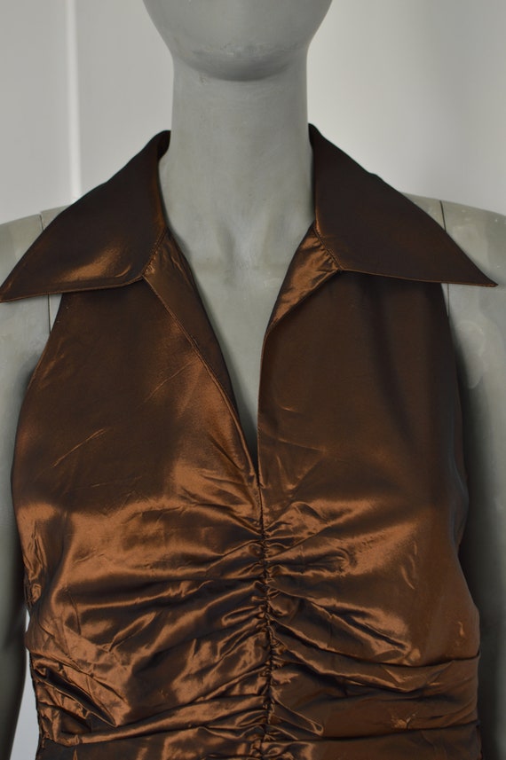 Vintage 80s ASHLEY BROOKE shiny brown skirt suit … - image 10