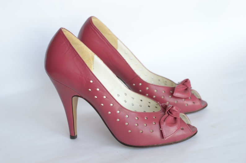 Vintage jaren '80 EVALYN echte leren schoenen Roze hoge Etsy Nederland