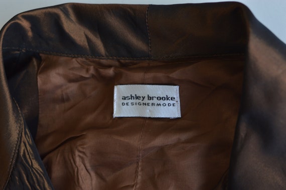 Vintage 80s ASHLEY BROOKE shiny brown skirt suit … - image 9