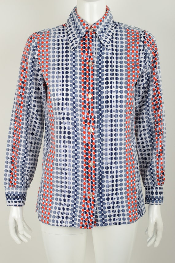 Vintage 70s multicolored with dots shirt - White … - image 3