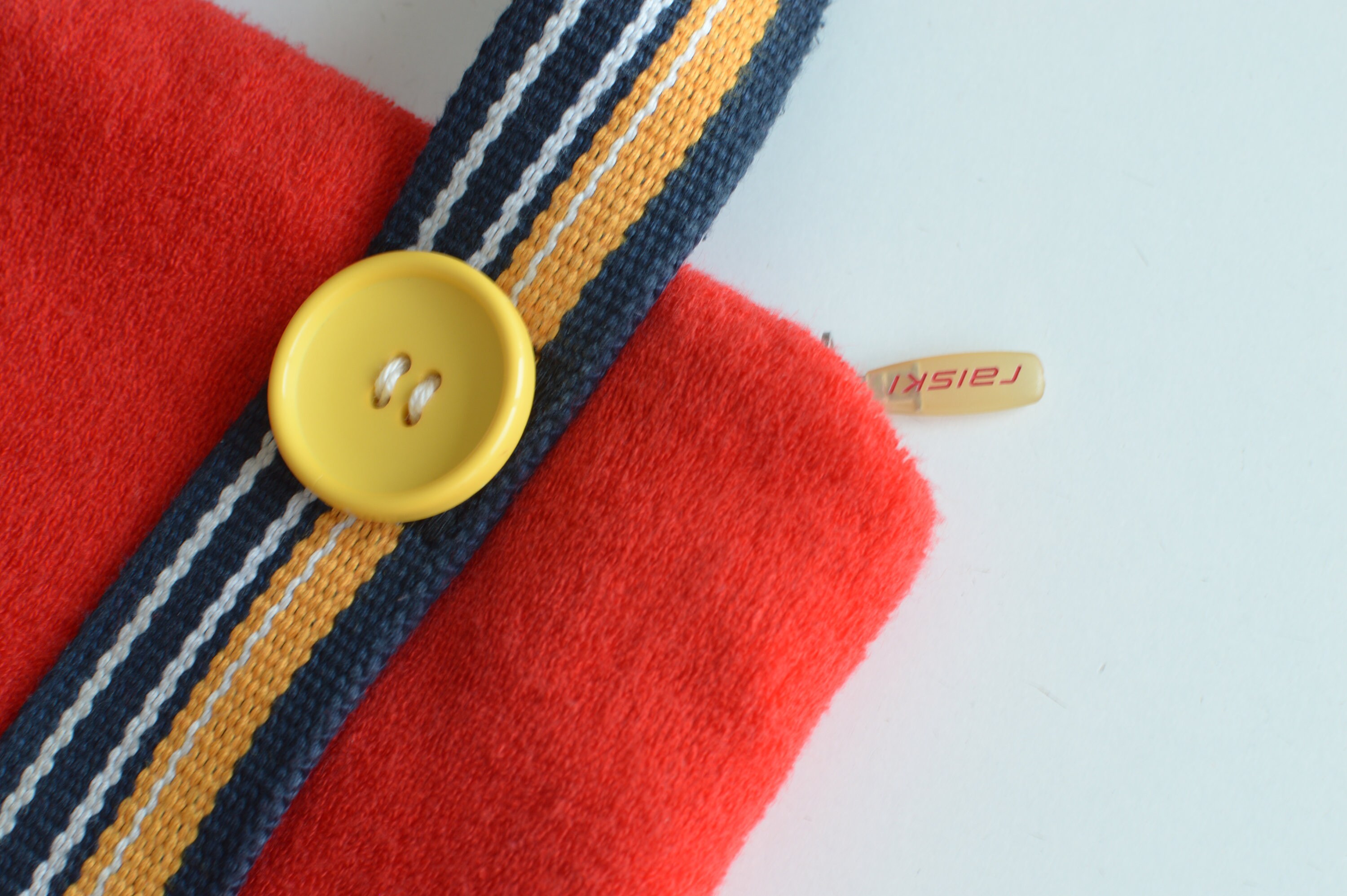 Vintage 90s RAISKI Terry Cloth Handbag - Red Terrycloth Bag Vintage 90s RAISKI Terry Cloth Handbag - Red Terrycloth Bag