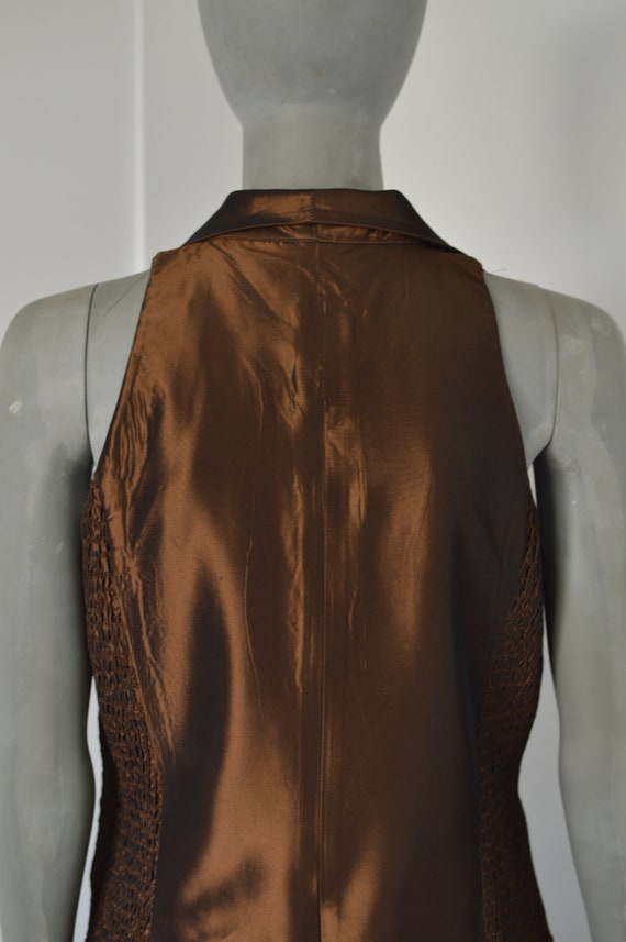 Vintage 80s ASHLEY BROOKE shiny brown skirt suit … - image 7