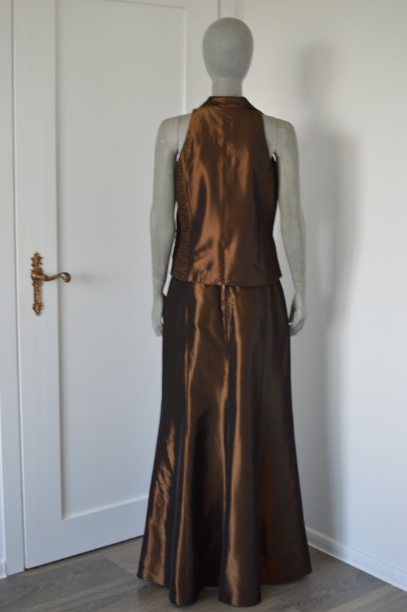 Vintage 80s ASHLEY BROOKE shiny brown skirt suit … - image 6