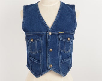 Vintage Levis Denim Vest Size Small Collared Button up Medium Wash 