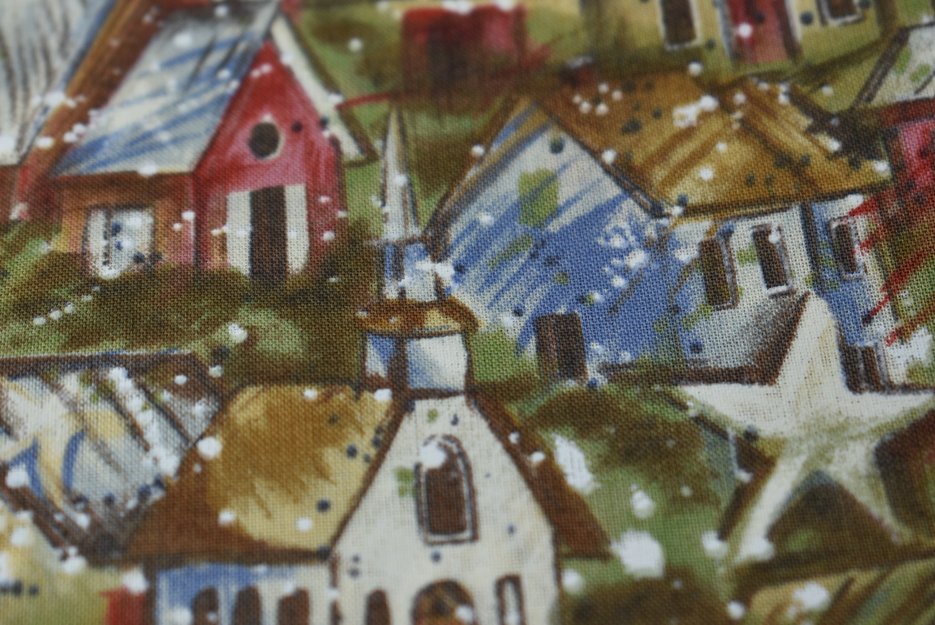 Christmas Village cotton quilting fabric Sweet holiday | Etsy