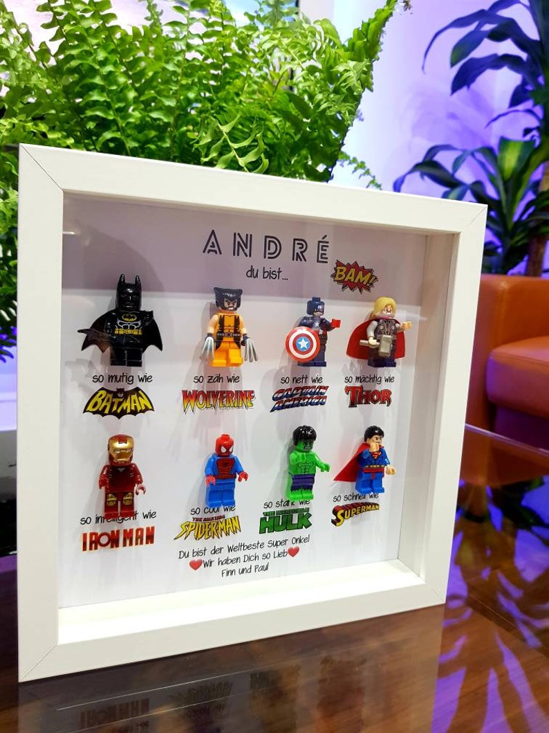 Personalized Superheroes Picture Frame Father's Day Gift Idea Men Papa Grandpa Brother School Enrollment Birthday 