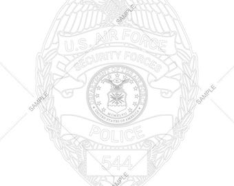 Air Force Security Forces Police Badge Logo Vector SVG PNG for Engraving and Design