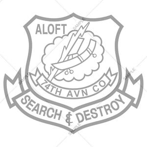 Logotipo vectorial SVG y PNG de la Compañía de Aviación de la 74.ª División Aerotransportada de Vietnam (AAVN) para búsqueda y destrucción en altura para grabado y diseño