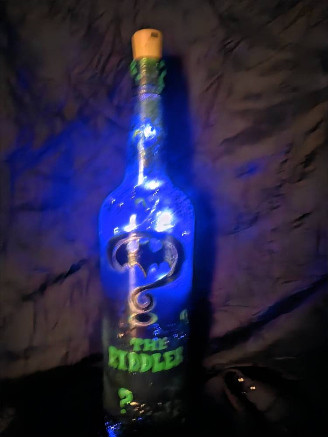 The Riddler Hand Painted Bottle Lamp - Etsy