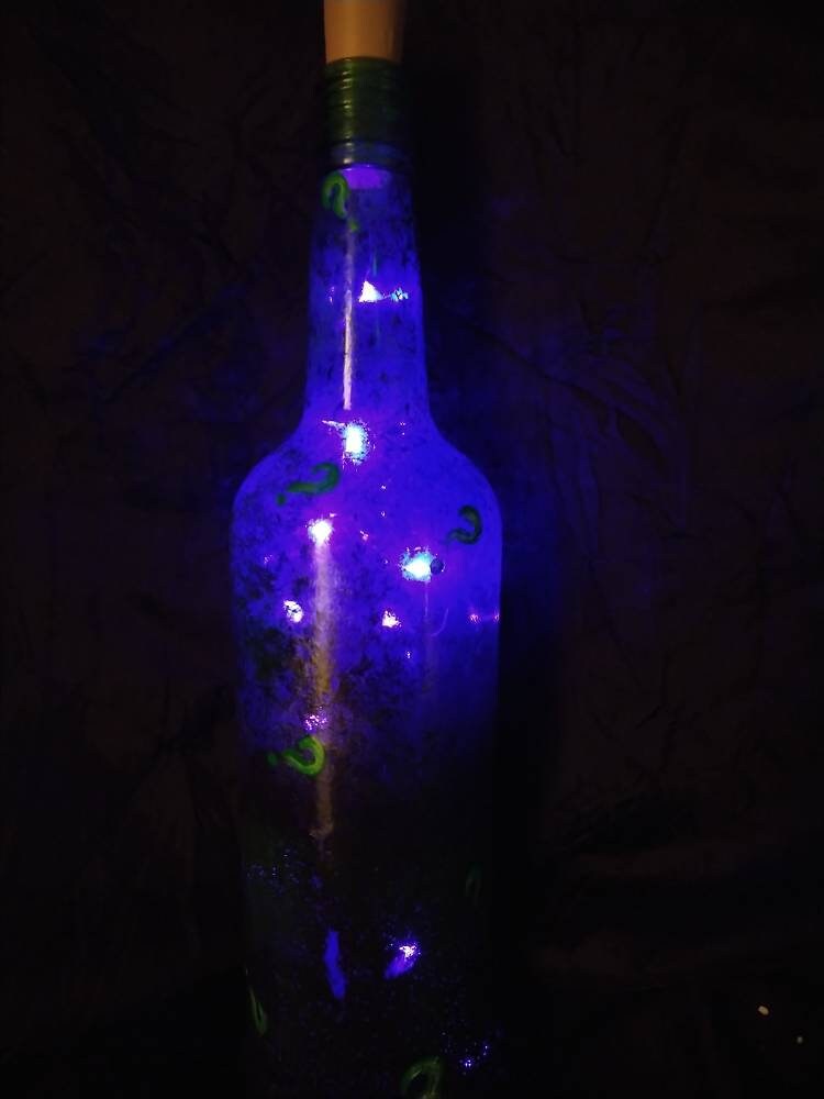 The Riddler Hand Painted Bottle Lamp - Etsy
