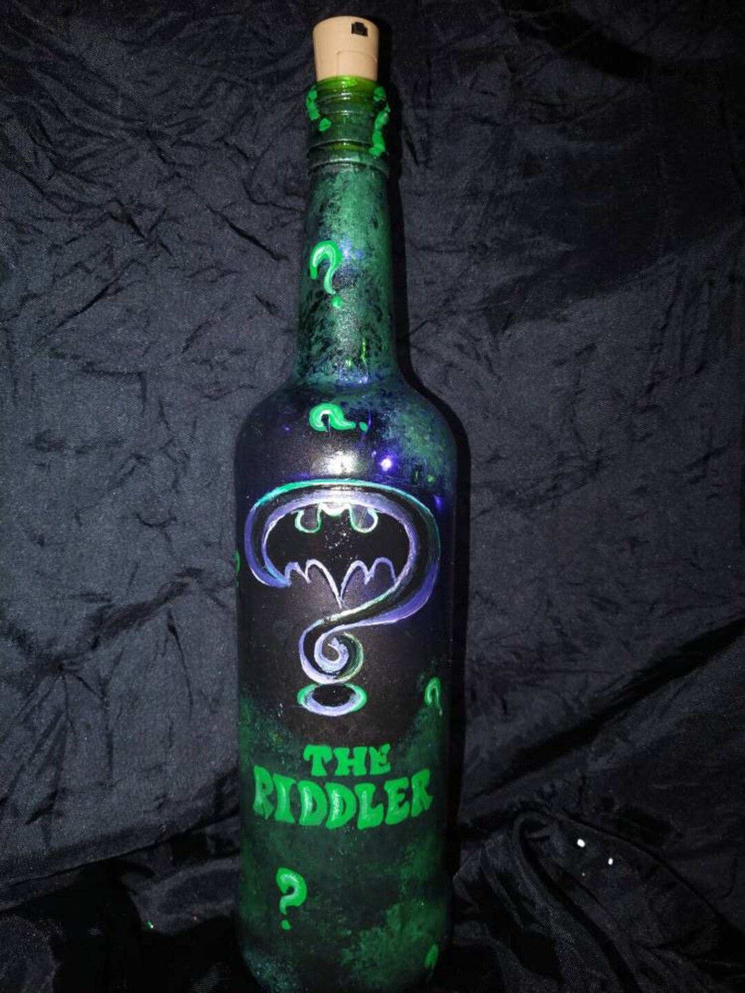 The Riddler Hand Painted Bottle Lamp - Etsy