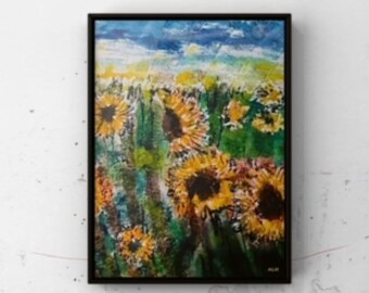 Sunflowers with Wood Rings