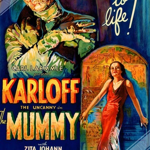 The Mummy Poster, Vintage Horror Movie Poster 1932 Version 2 Poster Film Art - Boris Karloff, Zita Johann, David Manners