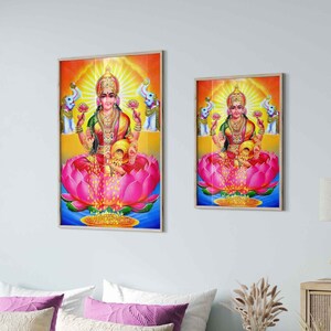 Lakshmi Framed Print, Hindu Goddess Of Wealth Prosperity - Framed Laksmi Print - Beautiful Colors Use For Lakshmi Mantra Meditation