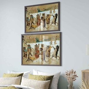 Louis Wain Framed Print - Carol Singing Cats - Louis Wain Cat Framed Poster UK, EU USA Domestic Shipping