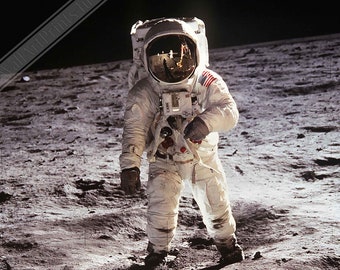 Buzz Aldrin Moon Landing Poster, Famous Photo Print From 1969, Vintage Wall Art - Apollo 11 Moon Landing UK, EU USA Domestic Shipping