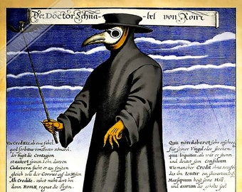 Plague Doctor Poster - Plague Doctor Print - Dr Beak Circa 1660 UK, EU USA Domestic Shipping