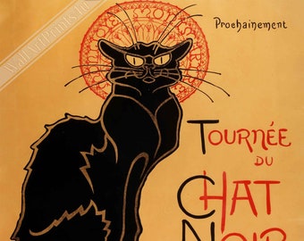 Le Chat Noir Print - Tournee Du Chat Noir - Le Chat Noir Cat Poster - Rodolp[He Salis 1896 UK, EU USA Domestic Shipping