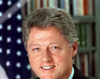 Bill Clinton Portrait Poster: 42nd US President, Vintage Photo