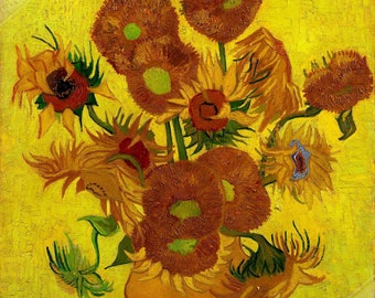 Sunflowers Poster, Vincent Van Gogh - Sunflower Series Print - Reproduction From 1888. UK, EU USA Domestic Shipping