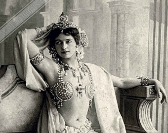 Mata Hari Poster, Exotic Spy Dancer 1906, Vintage Photo Portrait - Mata Hari Print UK, EU USA Domestic Shipping