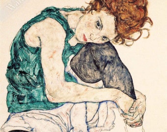 Egon Schiele Poster Print: Donna seduta Arte espressionista 1917