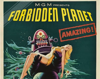 Poster La planète interdite, affiche de film vintage 1956 Poster Art - Walter Pidgeon - Anne Francis - Leslie Nielsen