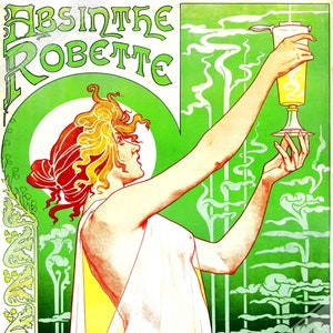 Absinthe Poster - Absinthe Ban - Absinthe Robette Poster Print 1896 UK, EU USA Domestic Shipping