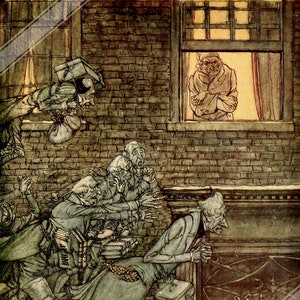 Poster di Christmas Carol di Arthur Rackham - Fantasmi ovunque - Stampa di Arthur Rackham Regno Unito, UE, USA Spedizione nazionale