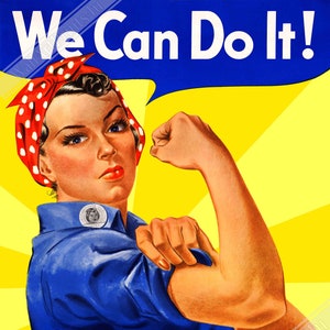 Poster di Rosie The Riveter, stampa del poster We Can Do It, poster vintage di J Howard Miller del 1943, spedizione nazionale nel Regno Unito, nell'UE e negli Stati Uniti.