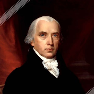 James Madison Poster, 4th President Of Usa, Vintage Portrait - James Madison Print UK, EU USA Domestic Shipping