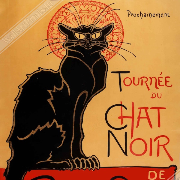Le Chat Noir Print - Tournee Du Chat Noir - Le Chat Noir Cat Poster - Rodolp[He Salis 1896 UK, EU USA Domestic Shipping