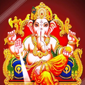 Poster di Ganesha, Dio indù del successo, della saggezza - Stampa di Ganesha - Rimuove gli ostacoli, Meditazione del mantra di Ganesha. Spedizione nazionale nel Regno Unito, UE e USA.