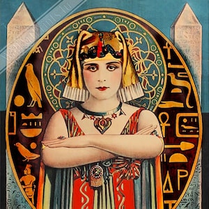 Vintage Theda Bara Poster, Vintage Cleopatra Movie Photo 1917 Theda Bara Print UK, EU USA Domestic Shipping